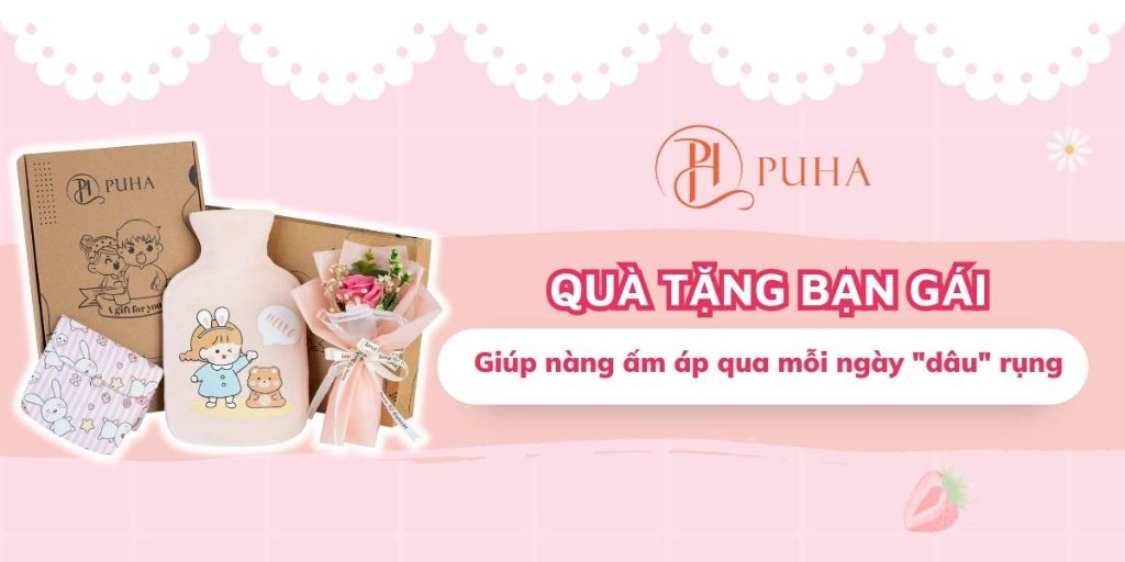 Mô tả Set quà tặng giáng sinh , noel cho bạn gái PUHA, combo 3 món có túi chườm nóng hỗ trợ giảm đau bụng kinh - 1