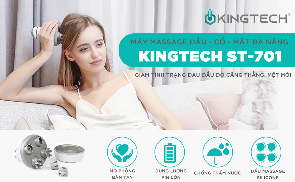 Mô tả Máy Massage Đầu Cổ Mặt Mini Đa Năng KINGTECH ST-701 - Chính Hãng - Xoa Bóp Đầu Giải Toả Căng Thẳng, Mệt Mỏi - 1