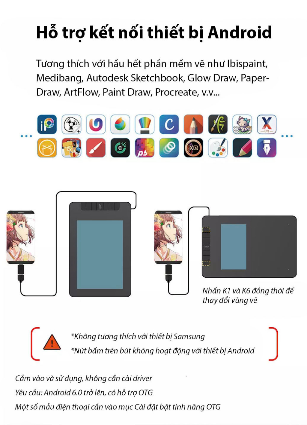 Mô tả Bảng Vẽ Cảm Ứng VEIKK VK640 Android Mặt Nhám Mô Phỏng Giấy Vẽ - Hàng Chính Hãng - 7