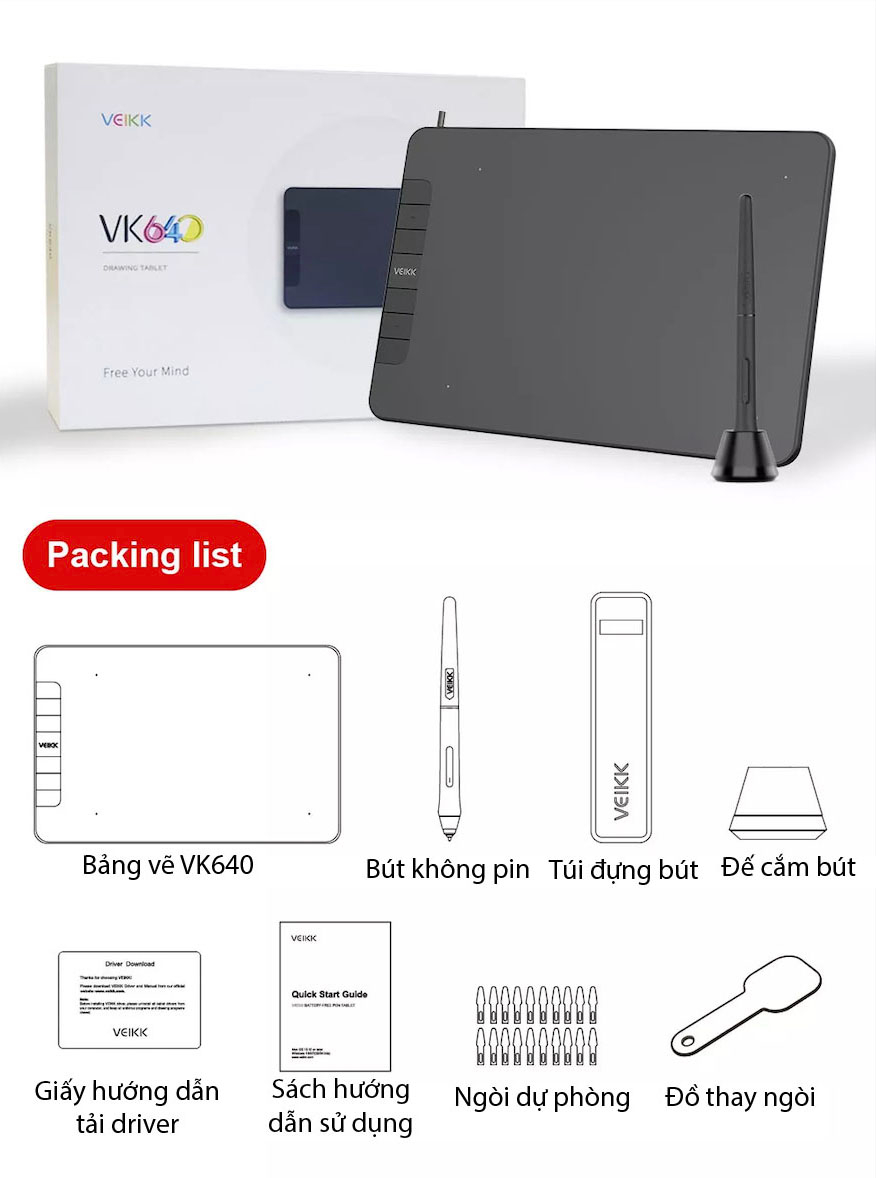 Mô tả Bảng Vẽ Cảm Ứng VEIKK VK640 Android Mặt Nhám Mô Phỏng Giấy Vẽ - Hàng Chính Hãng - 8