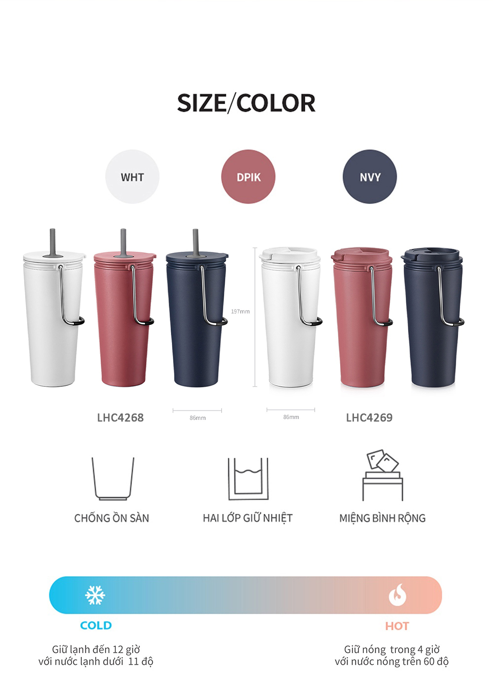 Ly giữ nhiệt LocknLock Bucket Tumbler LHC4268 LHC4269 540ml