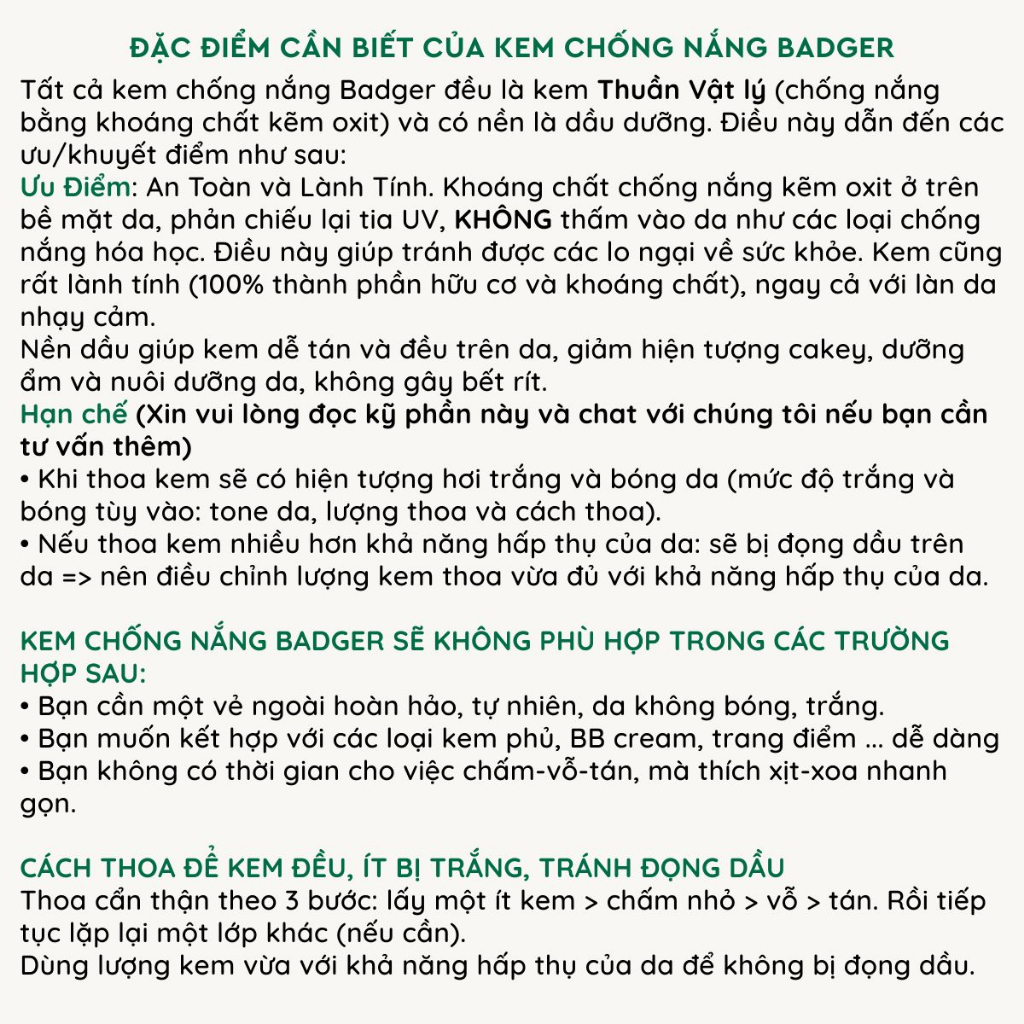 Mô tả Combo dưỡng da hữu cơ BADGER - Kem chống nắng SPF 30 - Dầu dưỡng, sáp dưỡng - 3