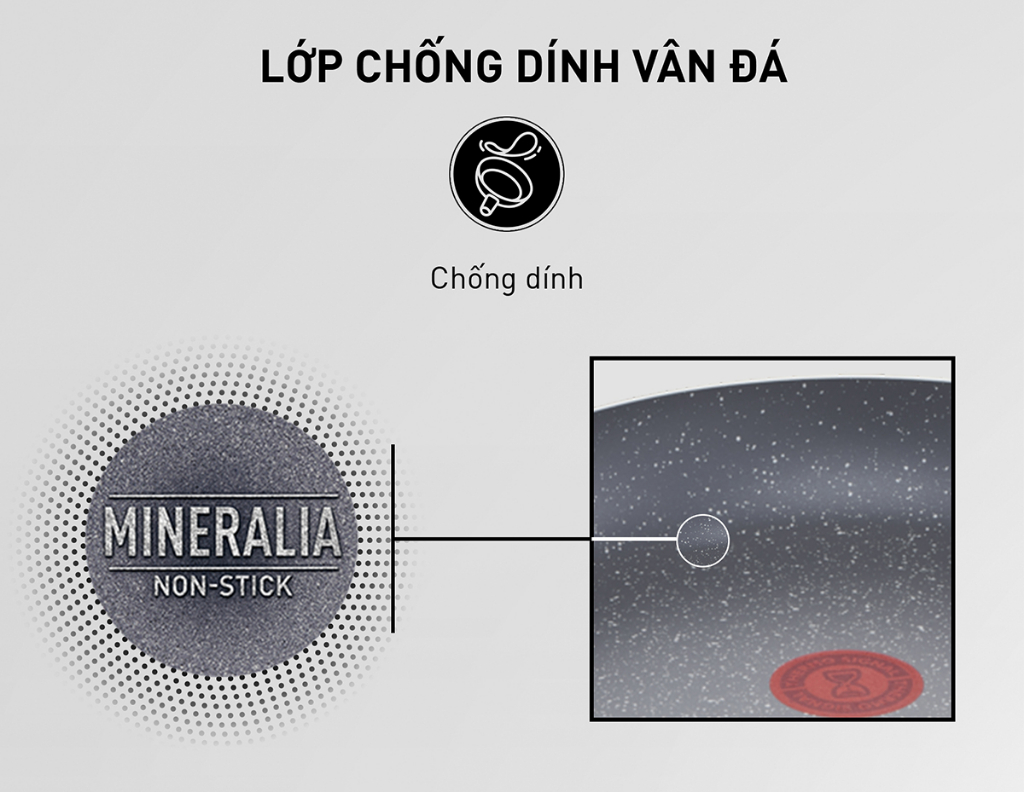 Mô tả Chảo chiên sâu lòng vân đá Tefal Natura B2266595 26cm - 2