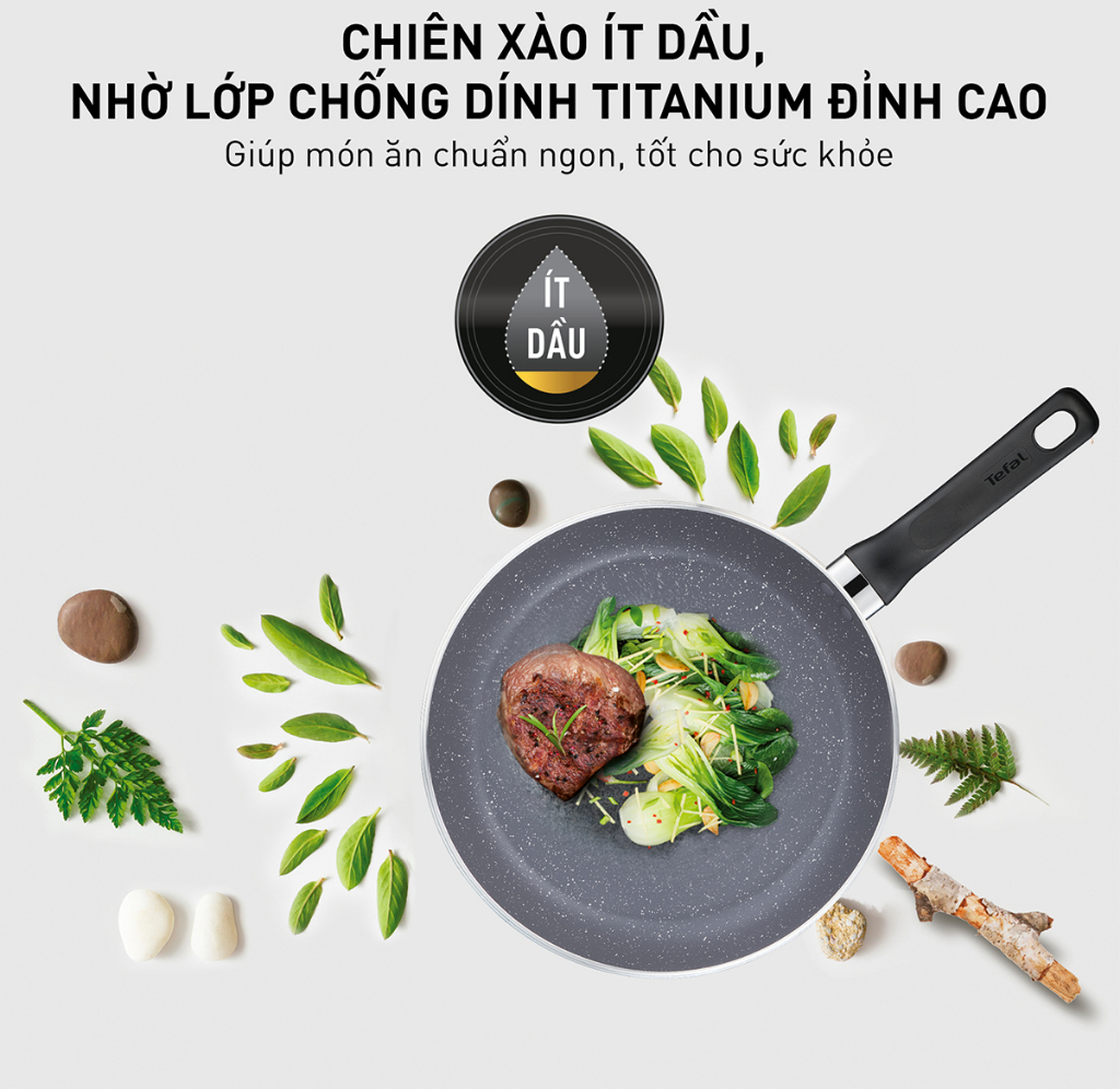 Mô tả Chảo chiên sâu lòng vân đá Tefal Natura B2266595 26cm - 4
