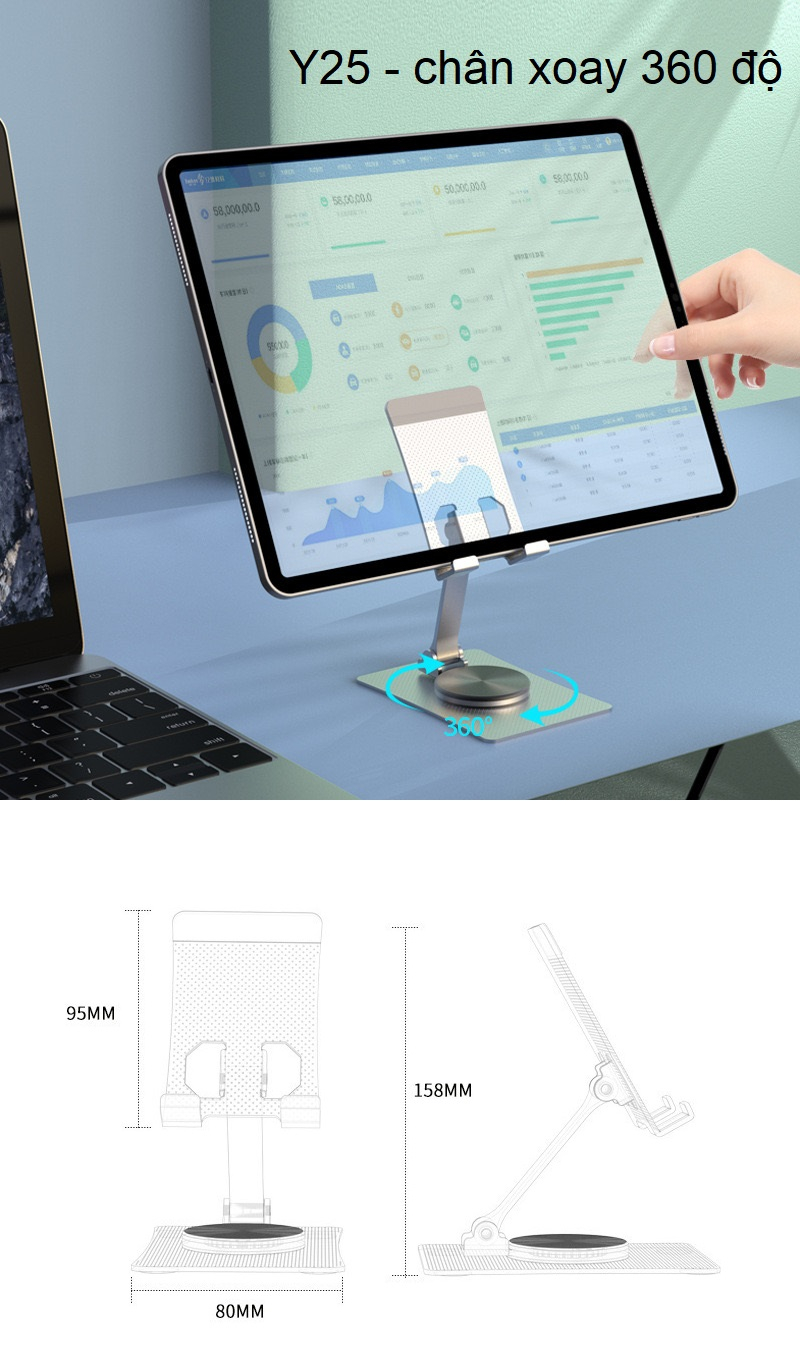Giá đỡ Y25 cho điện thoại, iPad, iPhone, máy tính bảng tablet hợp kim ...