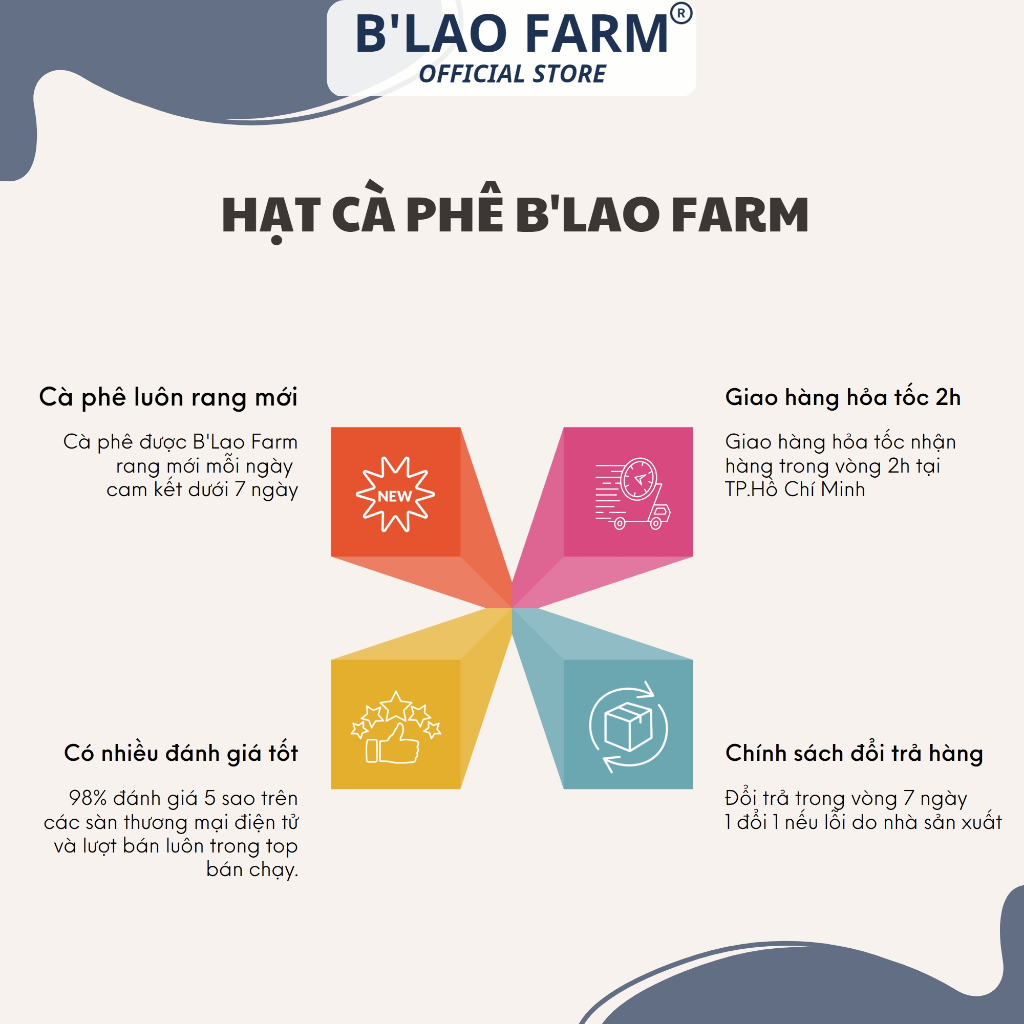 Mô tả Cà phê ROBUSTA NATURAL rang mộc nguyên chất B'Lao Farm cafe đặc sản vị đắng đầm thơm trái cây chín hậu ngọt túi giấy - 2