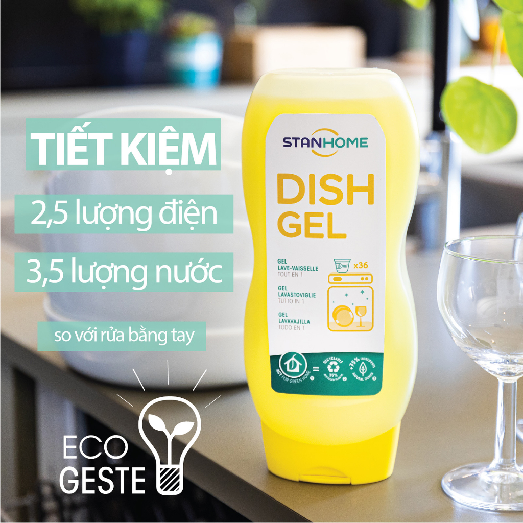 Mô tả Nước rửa chén bát cho máy rửa chén Stanhome Dish Gel hương trái cây làm sạch dầu mỡ an toàn 720ML - 3