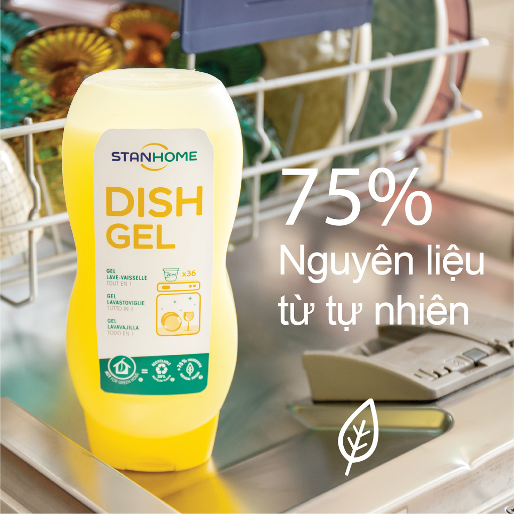 Mô tả Nước rửa chén bát cho máy rửa chén Stanhome Dish Gel hương trái cây làm sạch dầu mỡ an toàn 720ML - 1