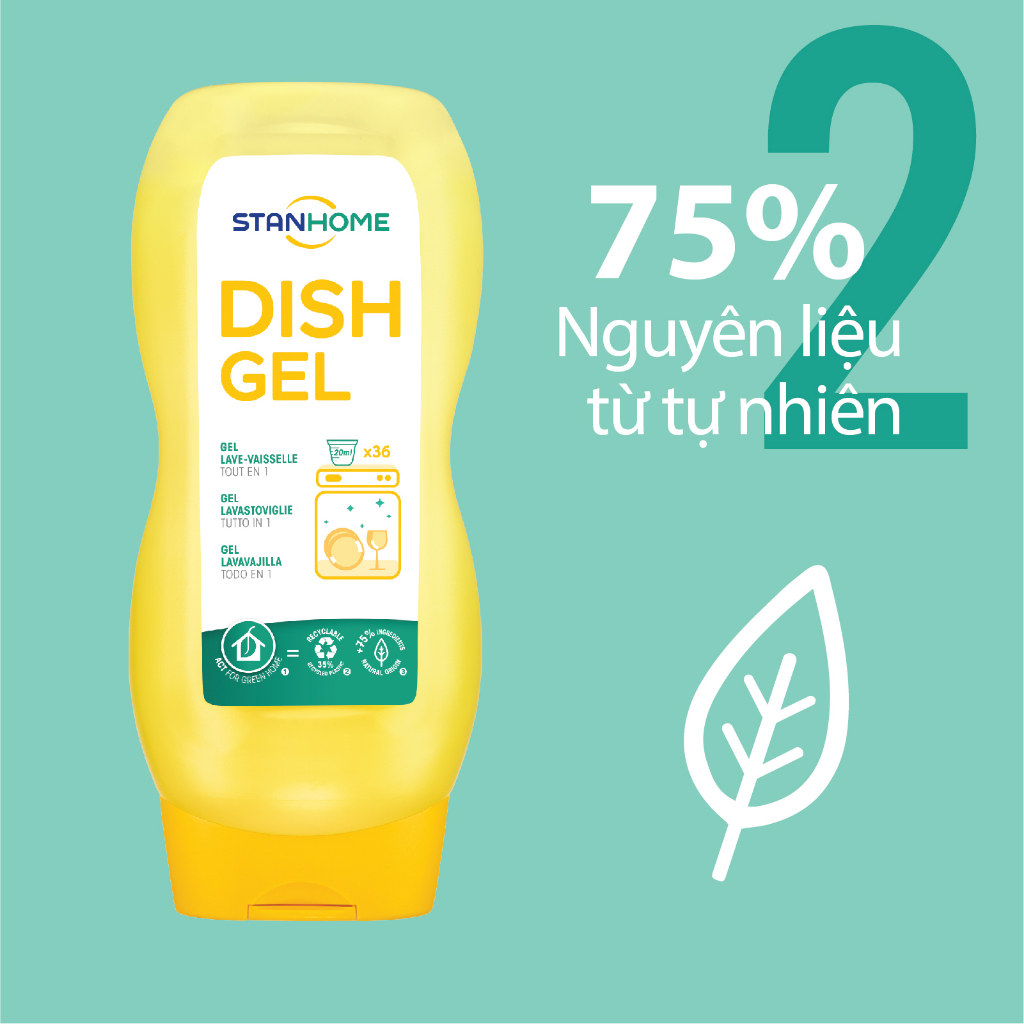 Mô tả Nước rửa chén bát cho máy rửa chén Stanhome Dish Gel hương trái cây làm sạch dầu mỡ an toàn 720ML - 5