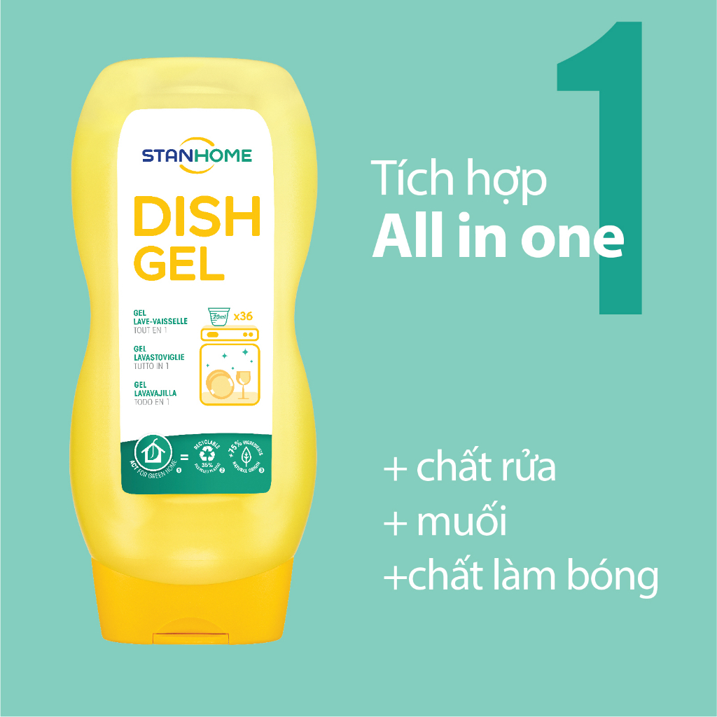 Mô tả Nước rửa chén bát cho máy rửa chén Stanhome Dish Gel hương trái cây làm sạch dầu mỡ an toàn 720ML - 4