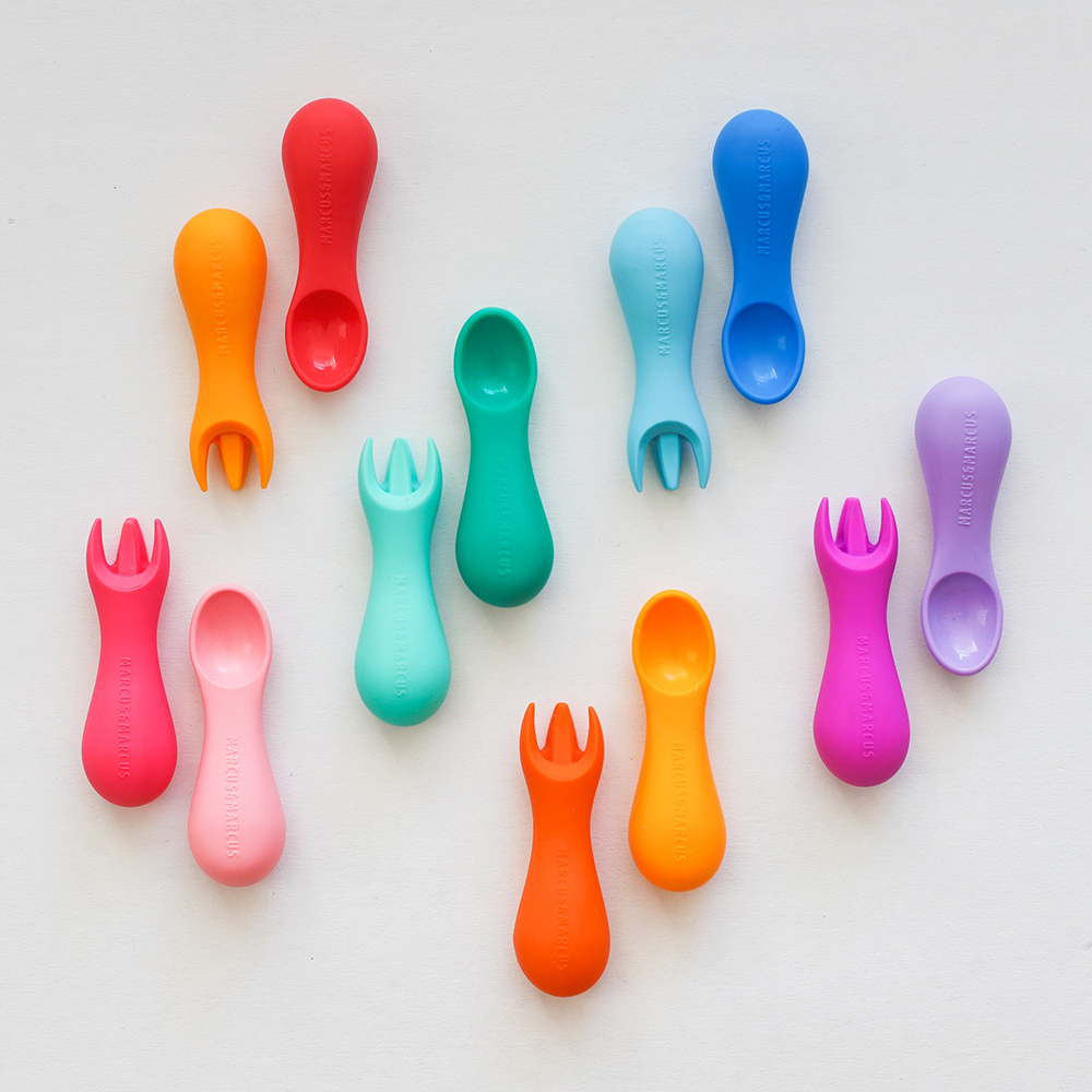 Mô tả Bộ Thìa Nĩa Tập Ăn Silicon Palm Grasp Marcus & Marcus, Cho Bé Từ 12 Tháng - 1