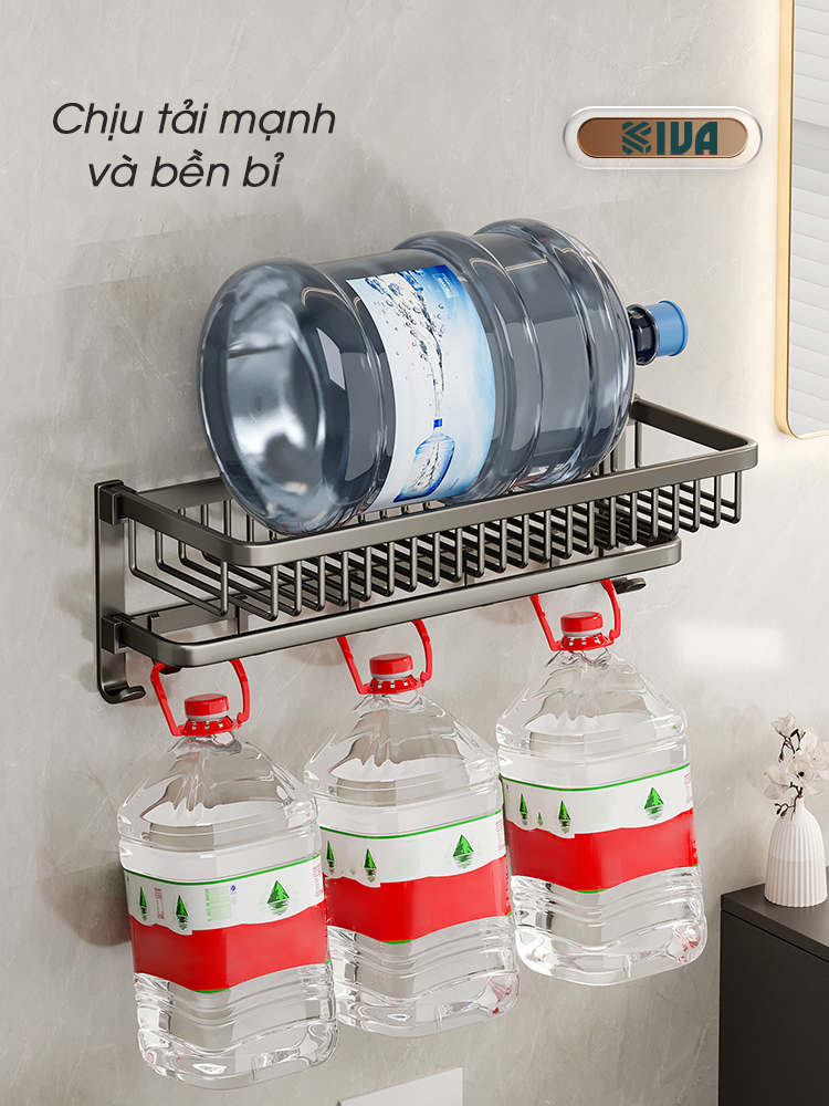 Kệ Để Đồ Nhà Tắm KIVA Chất Liệu Nhôm Hàng Không Cao Cấp Màu Xám Sang Trọng, Bảo Hành 15 Năm.