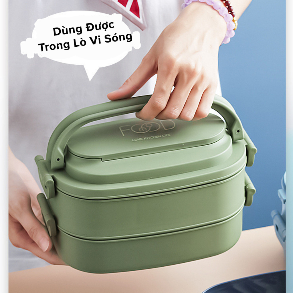 Mô tả Hộp Đựng Cơm 2 Tầng Nhựa Nguyên Sinh PP Cao Cấp - Chọn Màu – Cặp Lồng Cơm, Thức Ăn Chính Hãng Amalife - 6