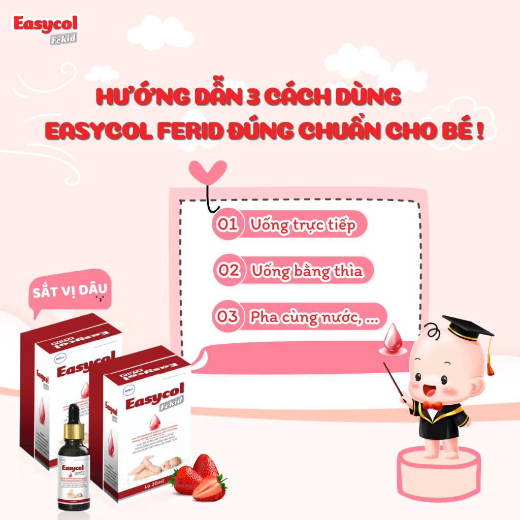 Thực phẩm bổ sung Easycol Baby Fekids 20ml bổ sung sắt hữu cơ cho bé ...