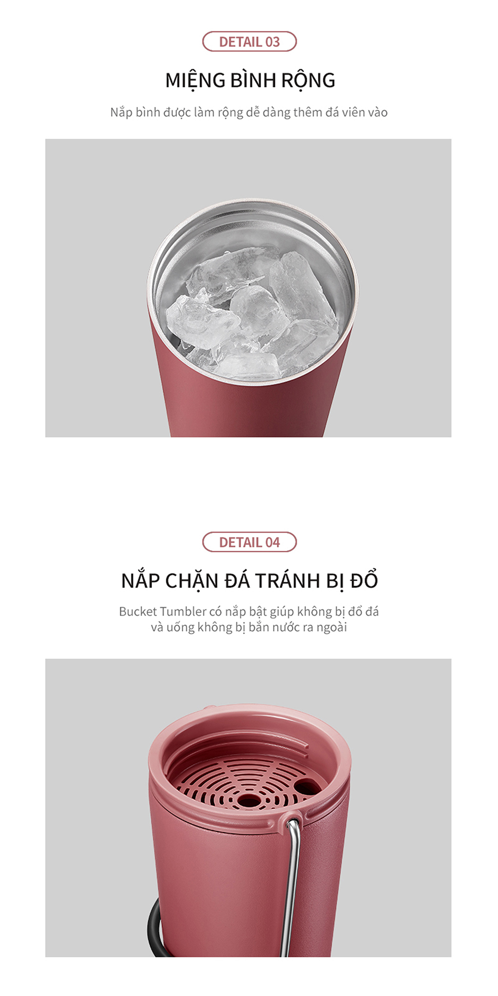 Mô tả Ly giữ nhiệt LocknLock Bucket Tumbler 540ml Nắp Bật LHC4269 , Thép không gỉ , có quai xách - K-MALL - 7
