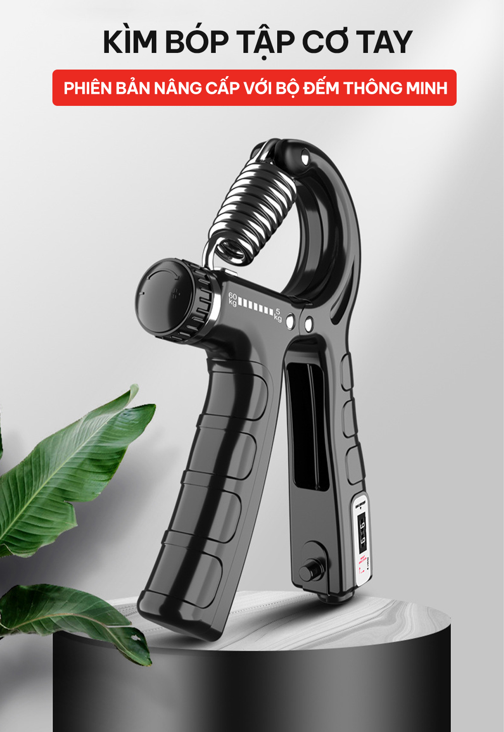 Mô tả Kìm bóp tay, kìm tập tay chữ A có đếm số tự động GoodFit GF02E kìm tập cơ tay điều chỉnh lực từ 5-60kg - 1