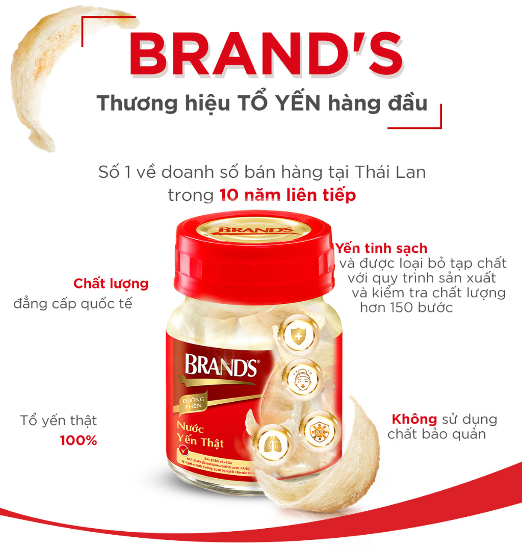 Mô tả Combo 3 Nước yến thật BRAND'S Đường Phèn (70 ml x 6 lọ) - 2
