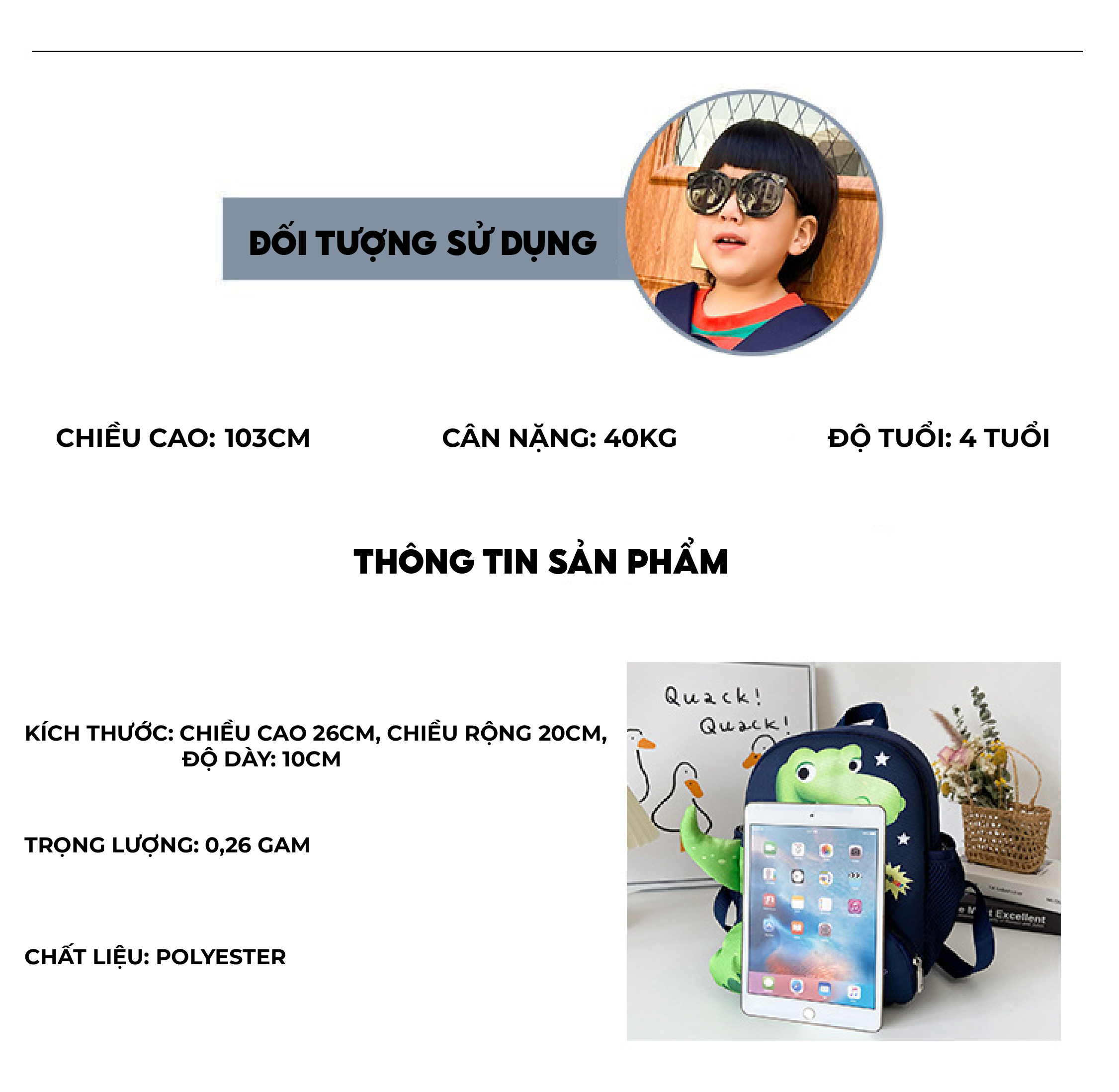 Mô tả Balo cho bé trai bé gái 1989KIDS SHOP đi học mầm non mẫu giáo hình thú 3D đáng yêu phù hợp 1-3 tuổi BL12 - 2