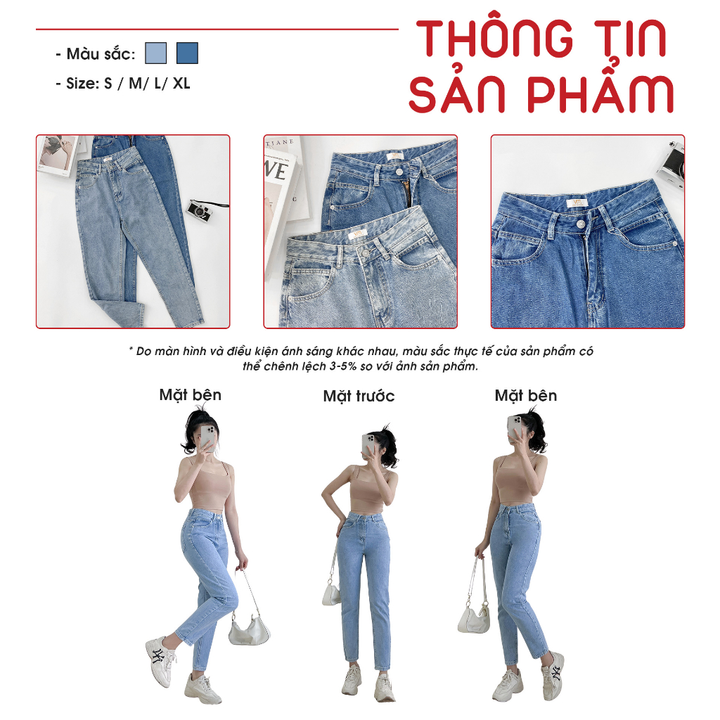 Mô tả Quần jean baggy nữ VMSTYLE kiểu trơn basic cạp cao chuẩn form mặc đi học - N136 Đ146 QJB00005 - 2