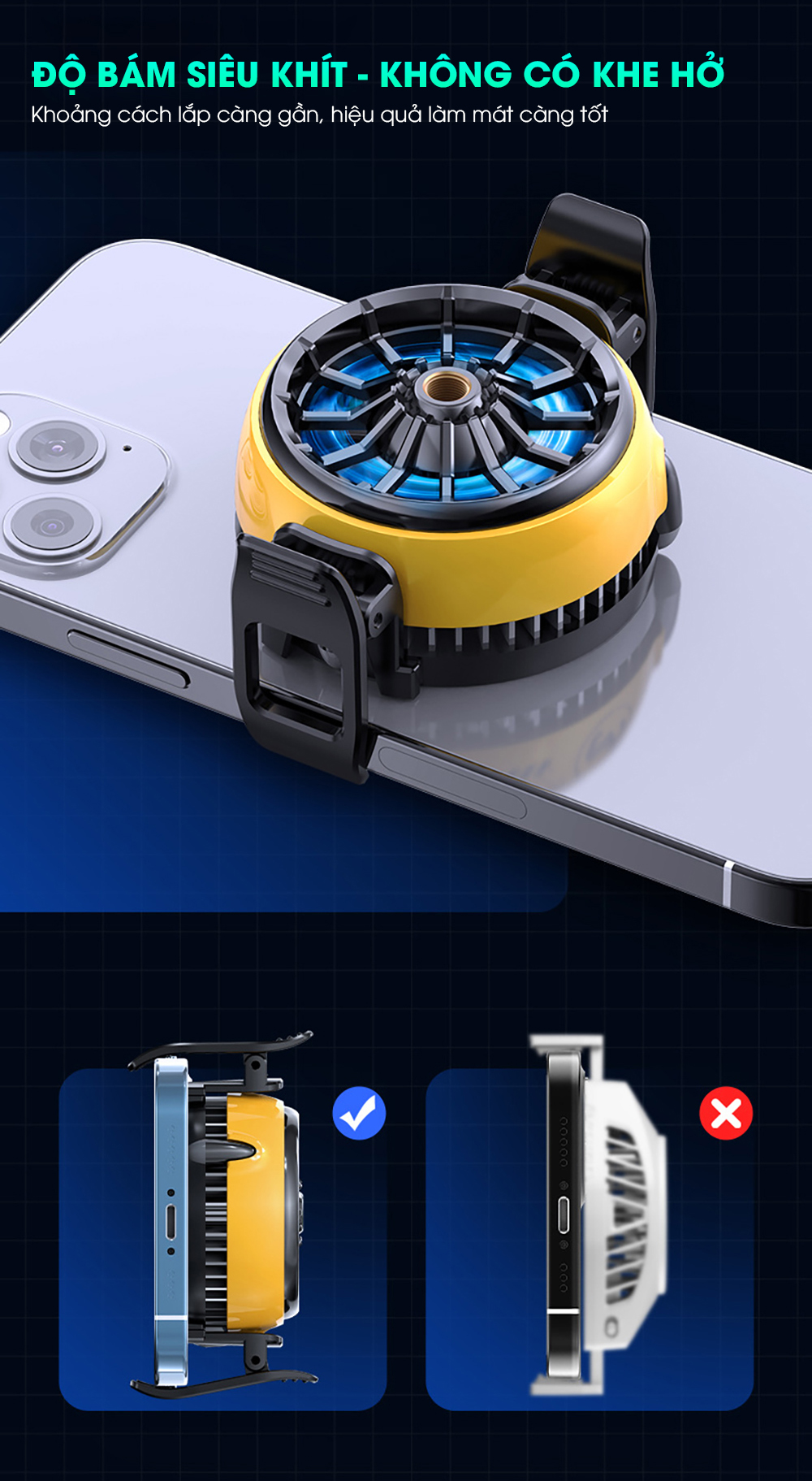 Mô tả Quạt tản nhiệt điện thoại sò lạnh MEMO DLA6 livestream làm mát siêu mạnh có led gaming cho game thủ chơi liên quân pubg - 5
