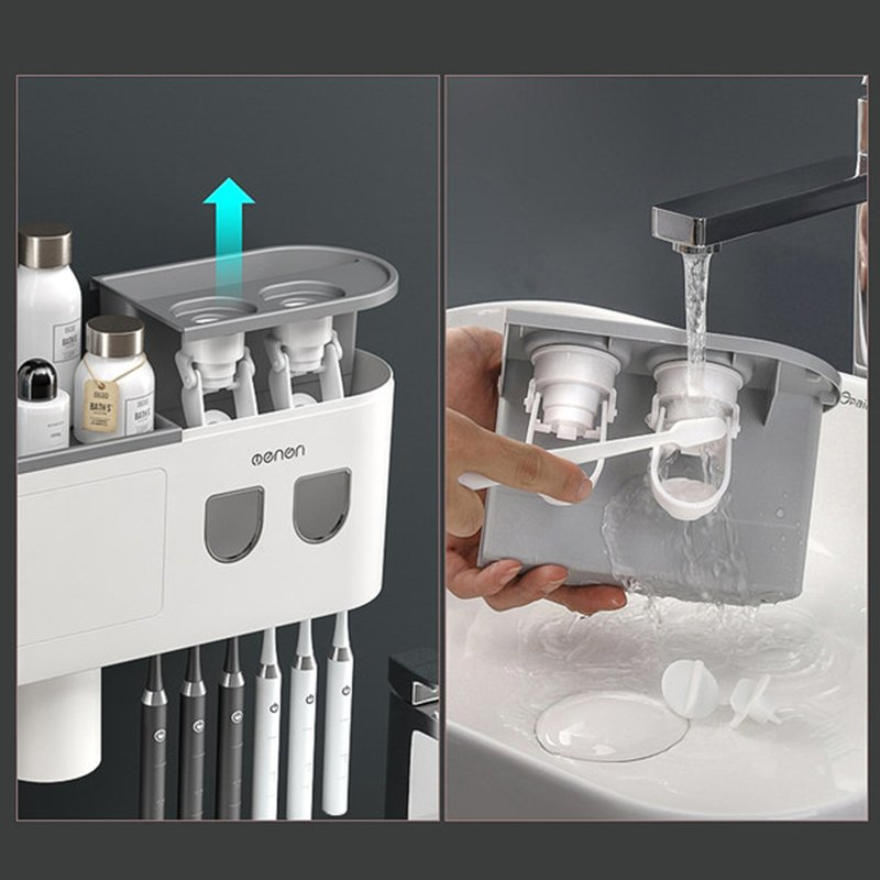 Mô tả Bộ 2 Nhả Kem Đánh Răng Tự Động OENON - Kệ Treo Bàn Chải Đánh Răng Dán Tường Kèm Cốc Và Miếng Dán - 7