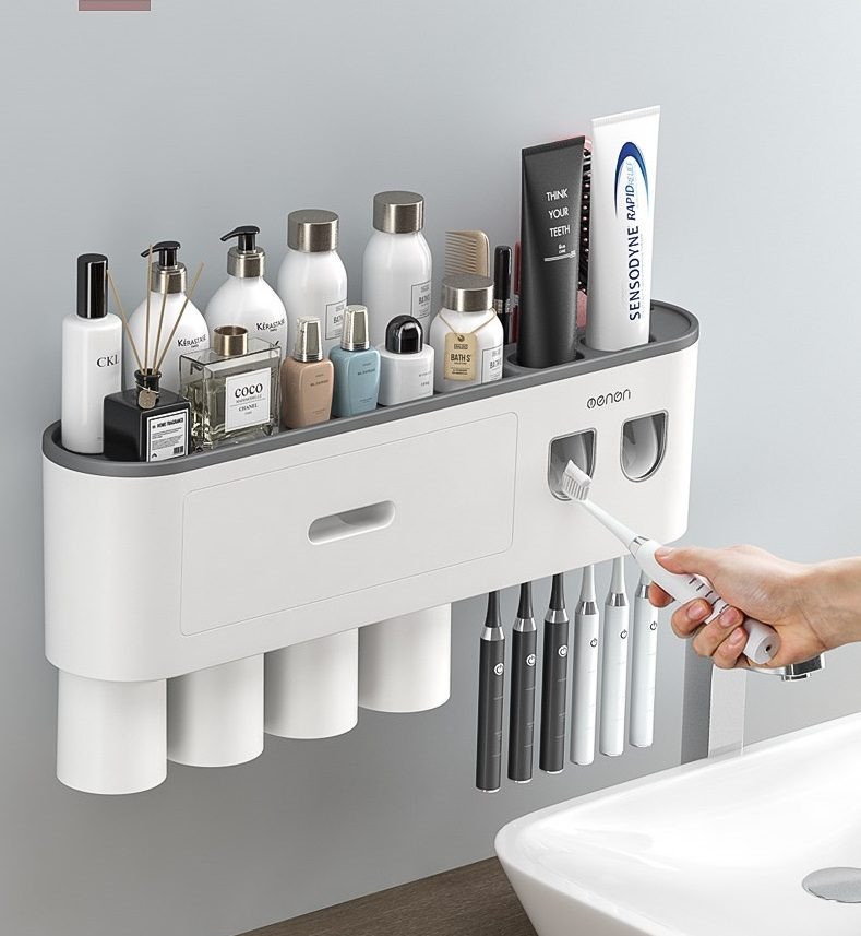 Mô tả Bộ 2 Nhả Kem Đánh Răng Tự Động OENON - Kệ Treo Bàn Chải Đánh Răng Dán Tường Kèm Cốc Và Miếng Dán - 5