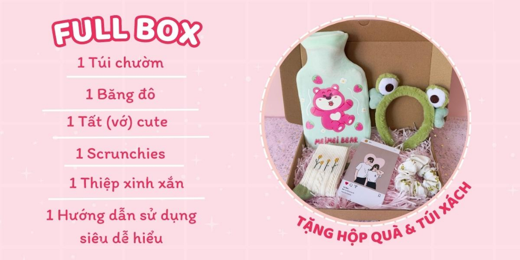 Mô tả Hộp quà tặng sinh nhật bạn gái, combo túi chườm nóng Puha giảm đau bụng kinh cho người yêu - 3