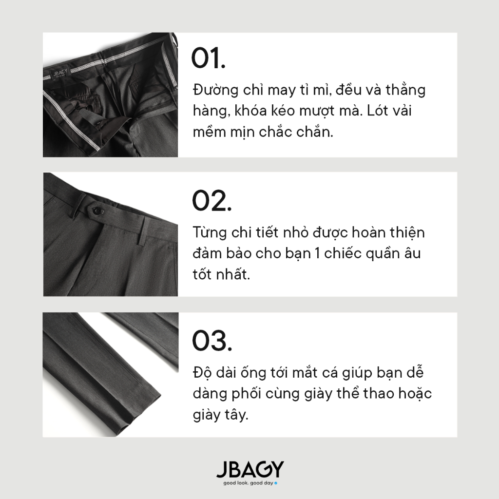 Mô tả Quần Tây Âu Nam Slimfit Dáng Ôm Cao Cấp Vải 79 dầy dặn co giãn Thương hiệu JBAGY JA04 - 2