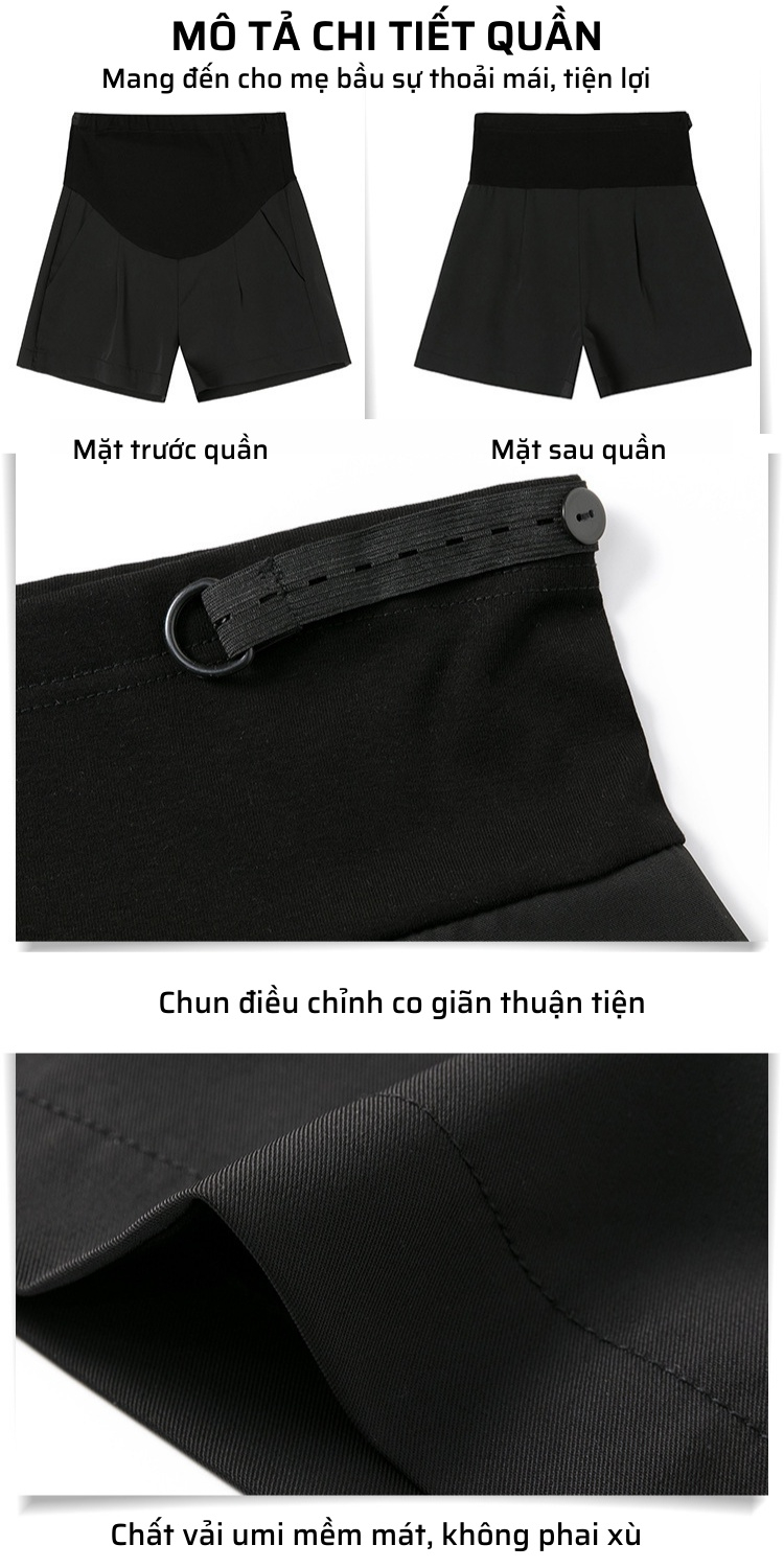 Mô tả Quần Đùi Bầu 2mama Mẫu Mới Mùa Hè 2025 Chất Umi Mềm Mát Có Chun Điền Chỉnh Đủ size V046 - 3