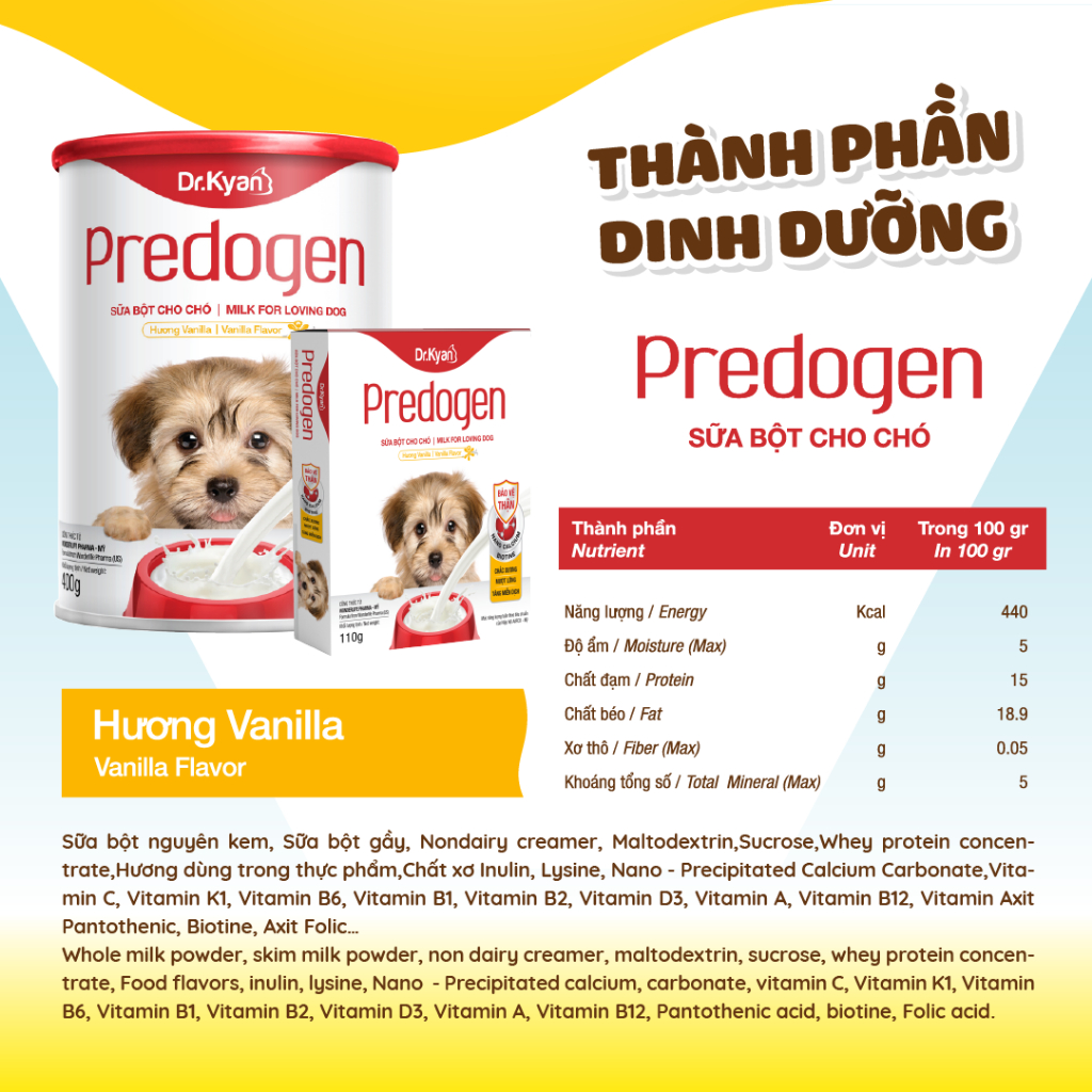 Mô tả Dr.Kyan - Sữa bột PREDOGEN cho chó hộp 110g - DrKyan - 5