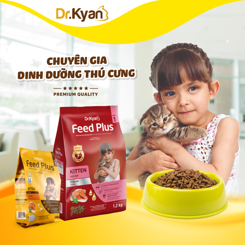 Mô tả Dr.Kyan - Thức ăn hạt cho mèo nhỏ Feed Plus - Kitten 400g - Vị cá hồi - DrKyan - 1