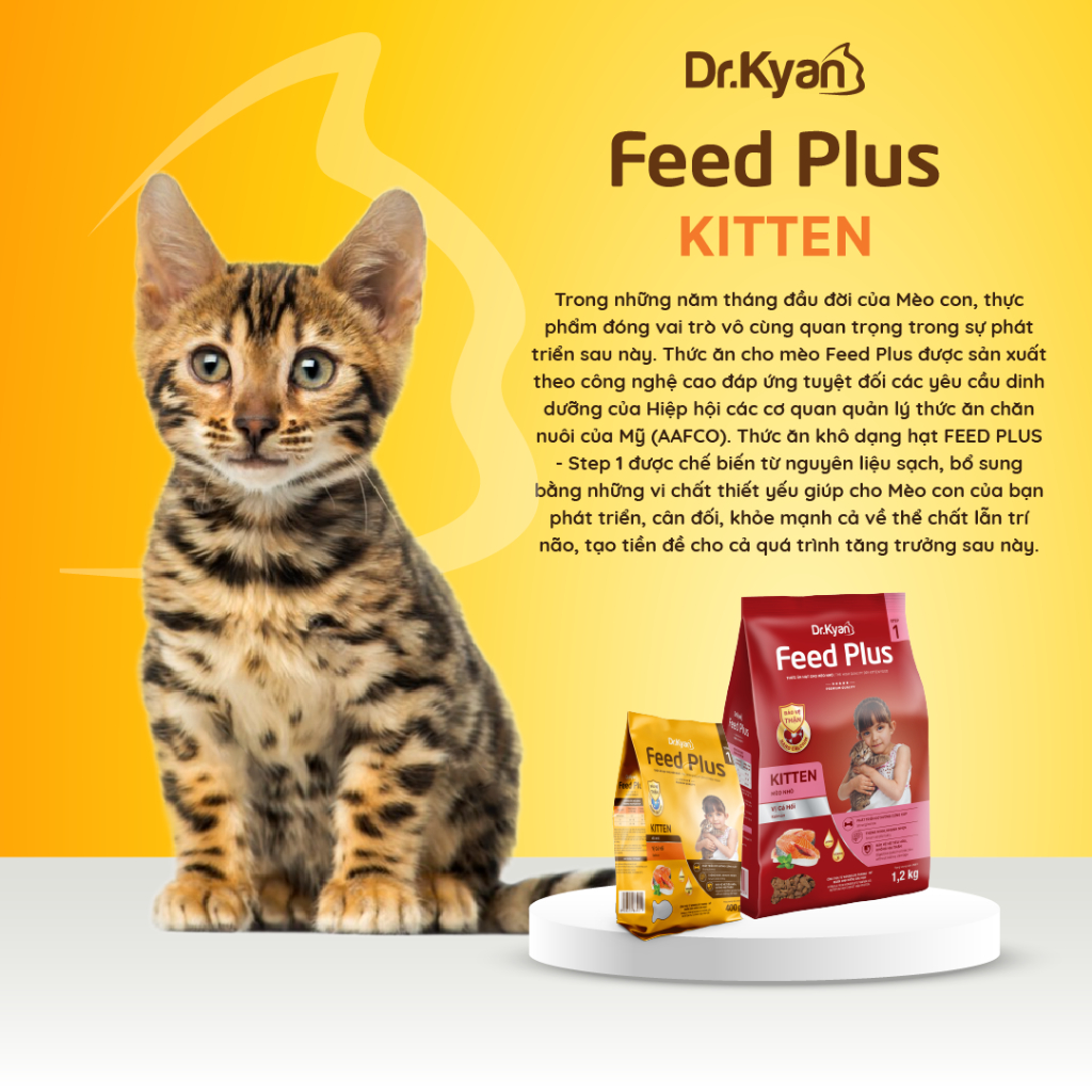 Mô tả Dr.Kyan - Thức ăn hạt cho mèo nhỏ Feed Plus - Kitten 400g - Vị cá hồi - DrKyan - 2