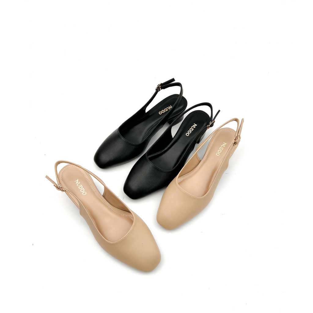 Mô tả Giày cao gót nữ đế vuông 3 phân mũi vuông da mềm dáng slingback quai hậu sang trọng Nuddo_N333 - 1