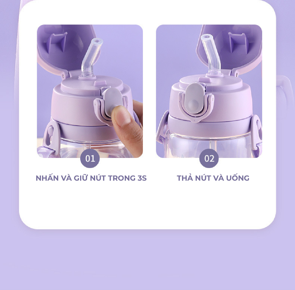 Mô tả Bình uống nước cho bé 1989KIDS chất liệu tritan an toàn cho bé,Bình nước siêu nhân elsa cho trẻ em 2 nắp tiện lợi - 7
