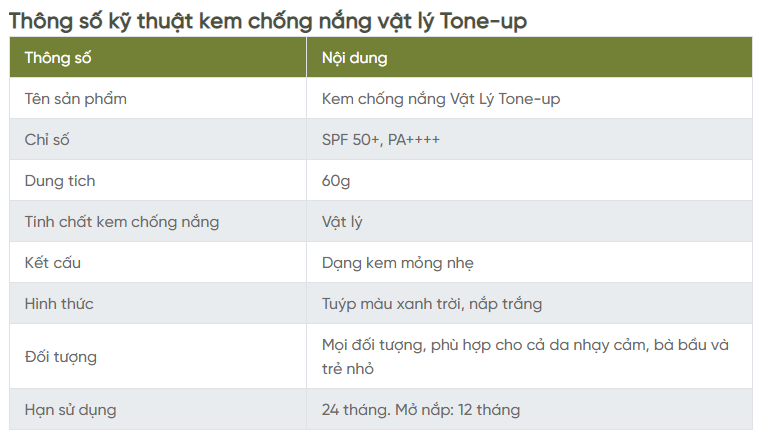 Mô tả Kem Chống Nắng Vật Lý Tone Up SPF50+ PA++++ Tone Up An Toàn Cho Da Nhạy Cảm Bà Bầu Trẻ Em Cỏ Mềm 60g - 2