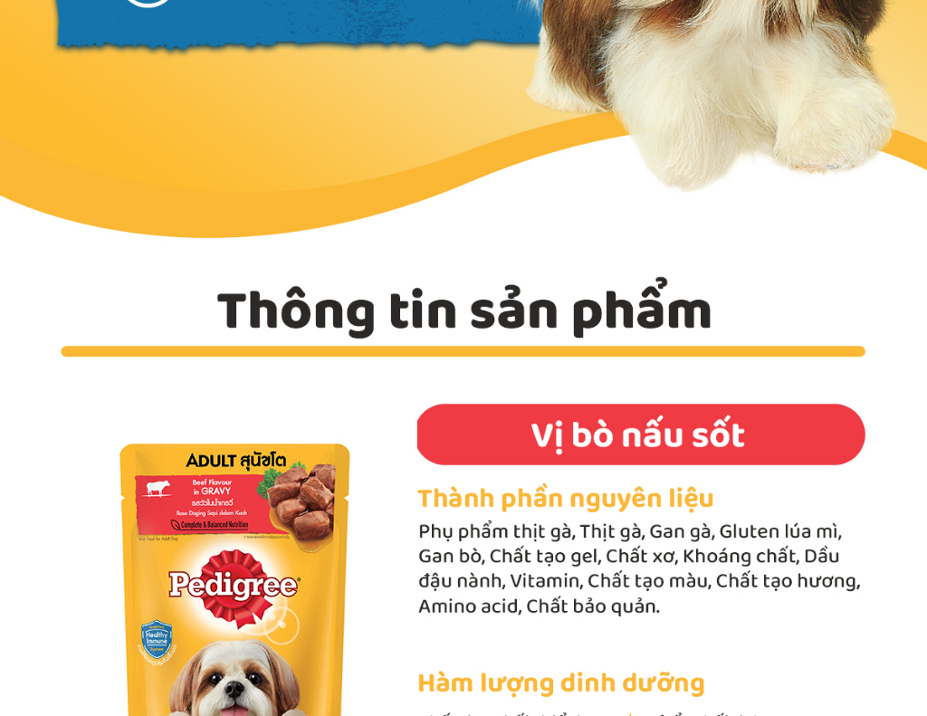 Mô tả Bộ 12 Túi Thức Ăn Dạng Sốt Cho Chó Lớn PEDIGREE Mix 2 Vị 80G - 5