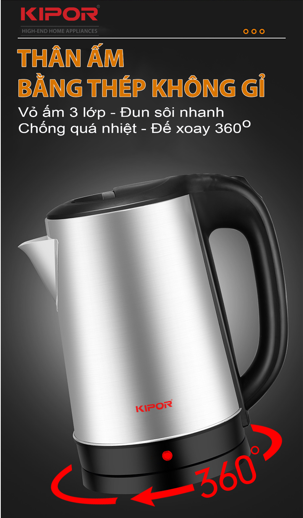Chất liệu ấm KIPOR KP-A318SA