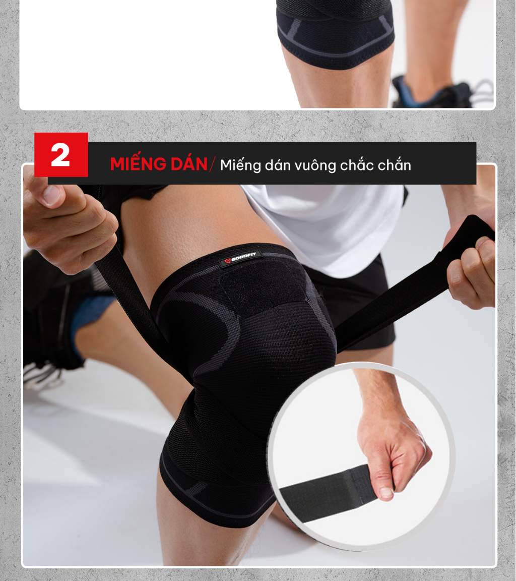 Mô tả Bó gối thể thao chính hãng GoodFit dày dặn co giãn 4 chiều, kèm dây quấn trợ lực chắc chắn GF511K - 4