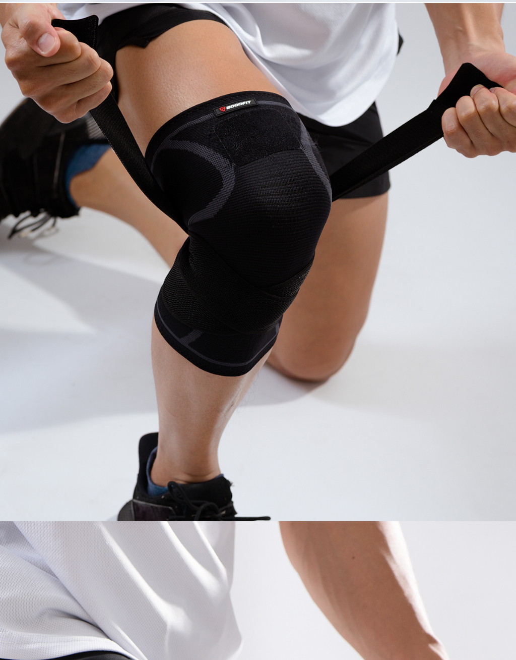 Mô tả Bó gối thể thao chính hãng GoodFit dày dặn co giãn 4 chiều, kèm dây quấn trợ lực chắc chắn GF511K - 9