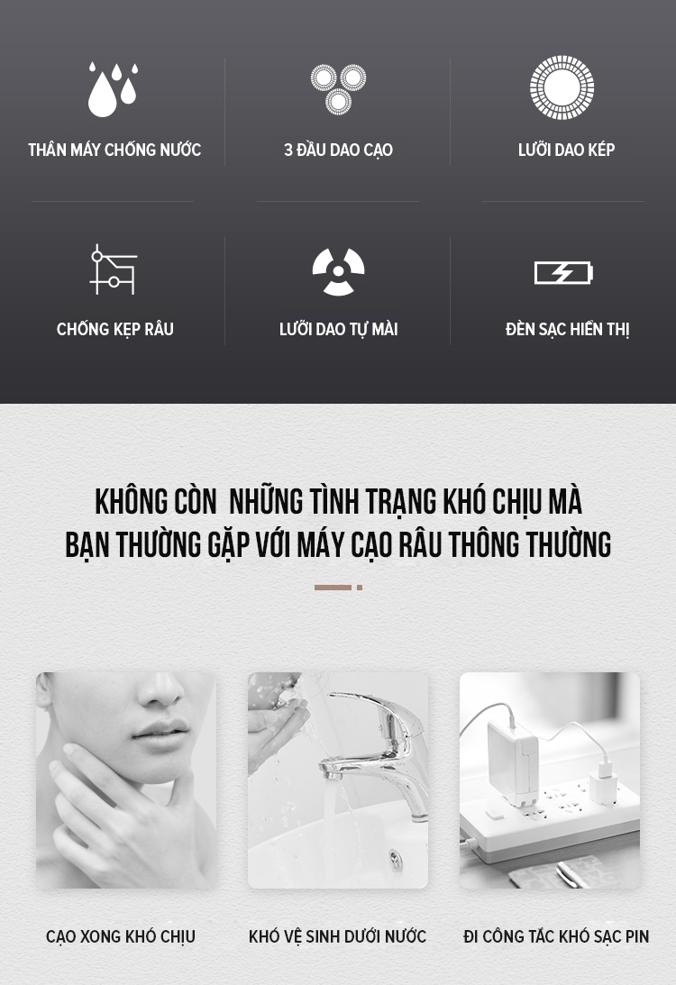 Mô tả Combo Máy Cạo Râu Flyco 3 Lưỡi Kép Kháng Nước FS317VN & Máy Tỉa Lông Mũi WL2604 - Hàng Chính Hãng - 2