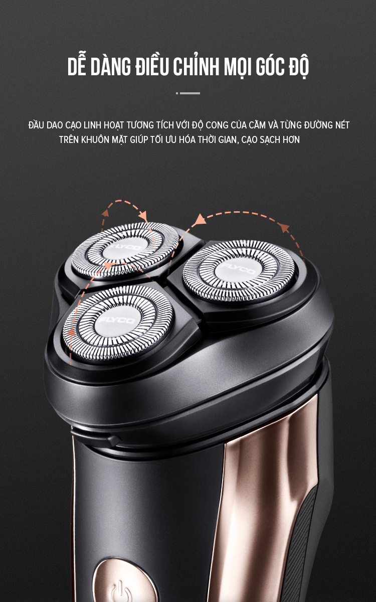 Mô tả Combo Máy Cạo Râu Flyco 3 Lưỡi Kép Kháng Nước FS317VN & Máy Tỉa Lông Mũi WL2604 - Hàng Chính Hãng - 5
