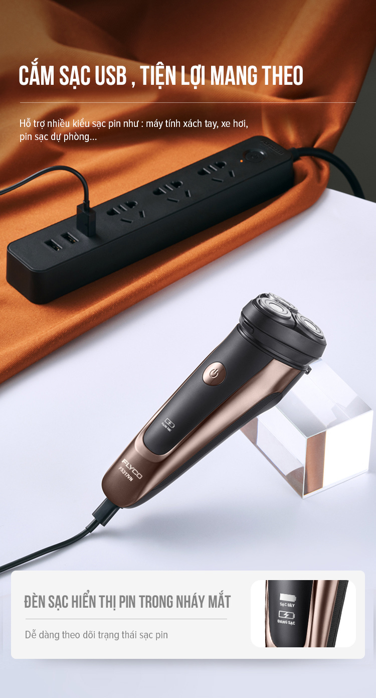 Mô tả Combo Máy Cạo Râu Flyco 3 Lưỡi Kép Kháng Nước FS317VN & Máy Tỉa Lông Mũi WL2604 - Hàng Chính Hãng - 6