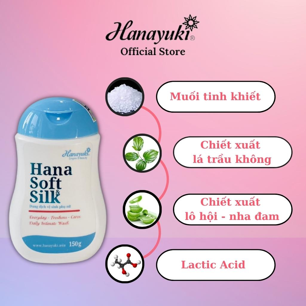 Mô tả Dung Dịch Vệ Sinh Phụ Nữ Hana Soft Silk Hanayuki Chính Hãng Màu Xanh Giúp Khử Mùi Vùng Kín Cân Bằng pH 150g VS01 - 4