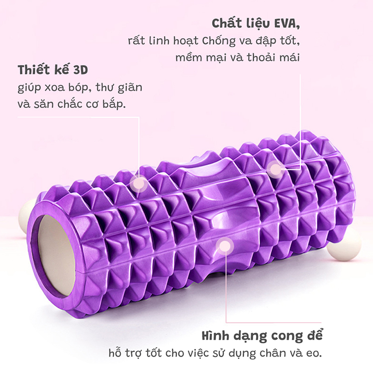 Mô tả {ALL COLOR 33X13cm}-BG-Con Lăn Foam Roller Massage, Dãn Cơ Tập Gym,Yoga - 2