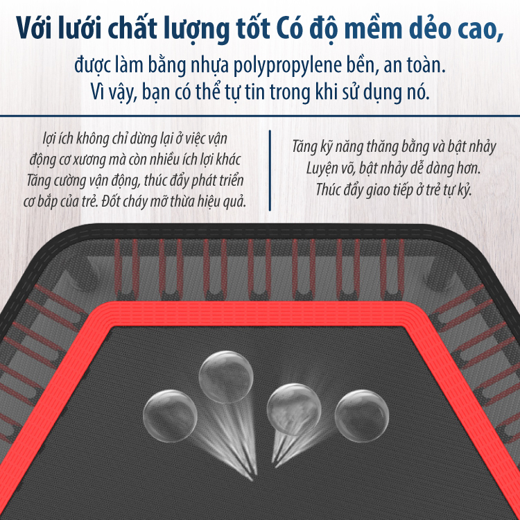 Mô tả BG-Sàn nhún tập thể dục Trampoline khung thép mẫu mới nhất có tay bám an toàn ,dành cho mọi lứa tuổi - 7