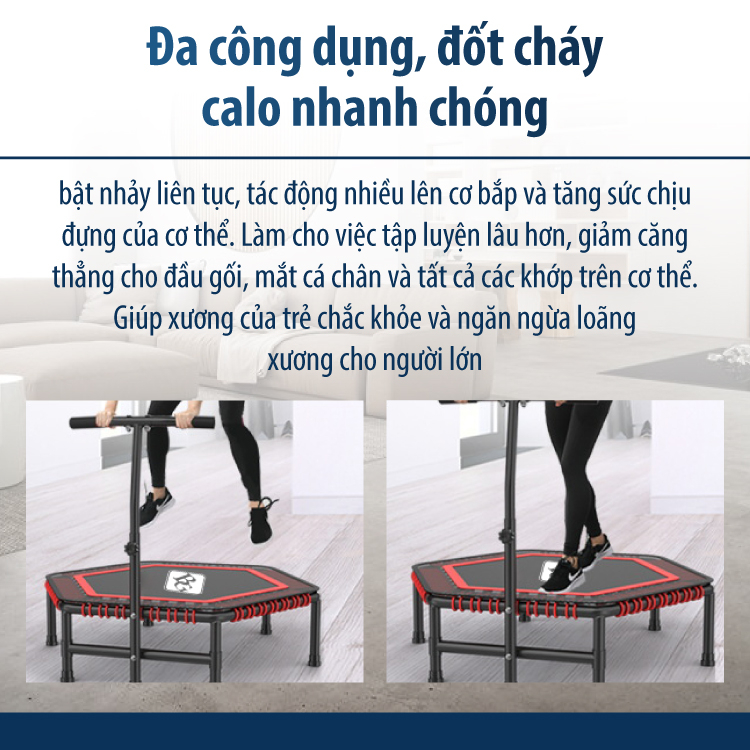 Mô tả BG-Sàn nhún tập thể dục Trampoline khung thép mẫu mới nhất có tay bám an toàn ,dành cho mọi lứa tuổi - 8