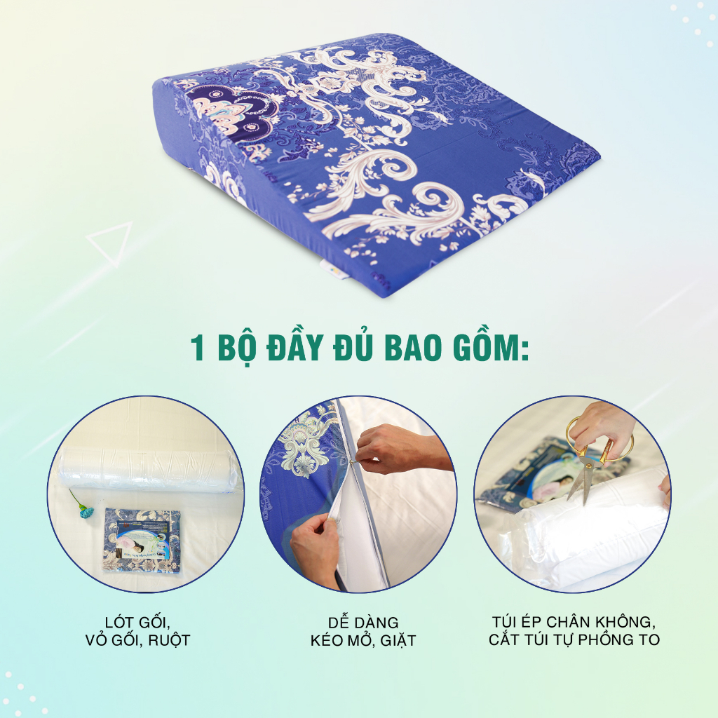 Mô tả Gối chống trào ngược YOROKOBI bo tròn đỉnh giúp giảm ợ chua, trào ngược, xoang chống ngáy - 2