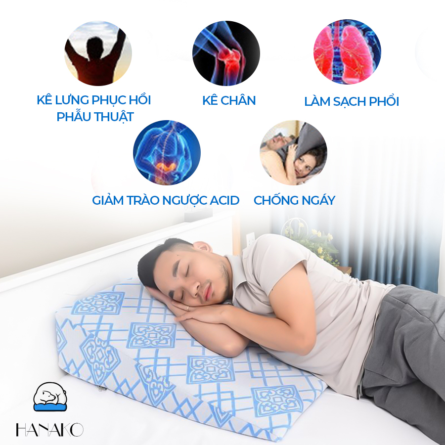 Mô tả Gối chống trào ngược người lớn HANAKO cao 16CM chất liệu Pu foam bảo hành 12 tháng - 3