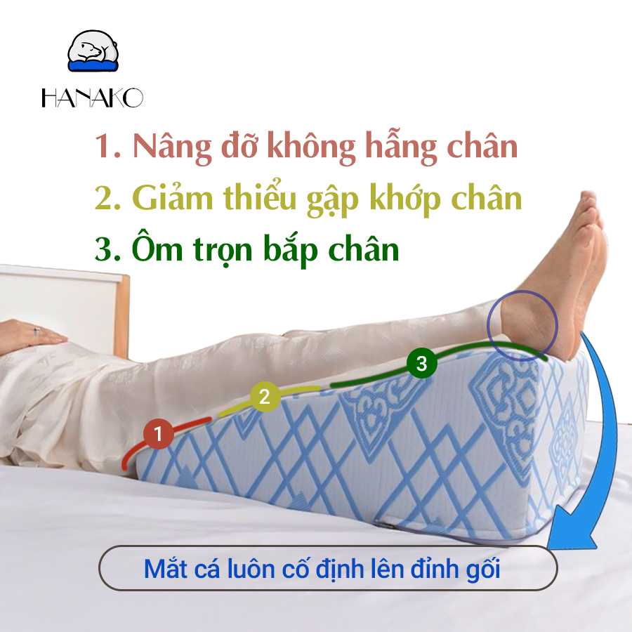 Mô tả Gối kê chân chống giãn tĩnh mạch chuyên dụng HANAKO chiều cao 22CM dành cho người < 1m50cm - 3