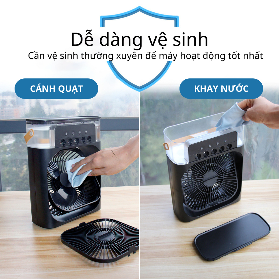 Mô tả Quạt điều hòa hơi nước mini HOKU máy lạnh mini 3 Chế Độ Tích Hợp Led, Sạc USB Để Bàn Tiện Dụng QDH02 - 4